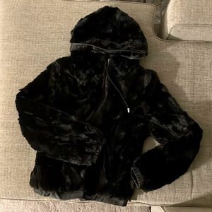 JouJou Faux Fur Hooded Bomber Jacket